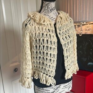 Elegant Cream Open-Knit Women's Shrug